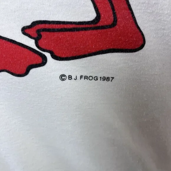 Vintage BJ Frog Sleep Shirt Womens Medium 80s Ducks Sailor Nautical Stripe Retro - Picture 5 of 11